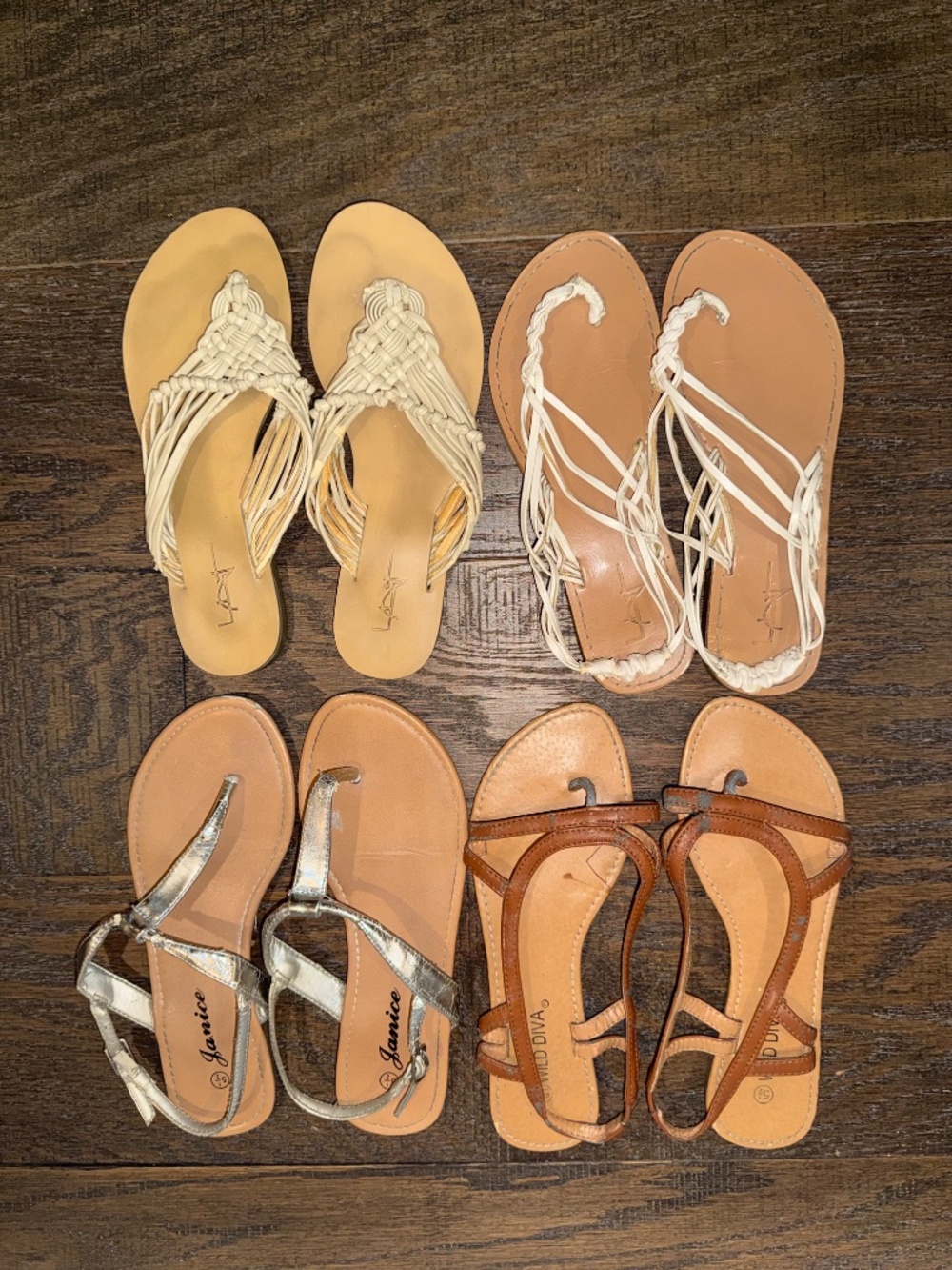 4-Pair Sandal Lot Wild Diva Janice Forever 21 Size 5.5–6 Craft/Repair